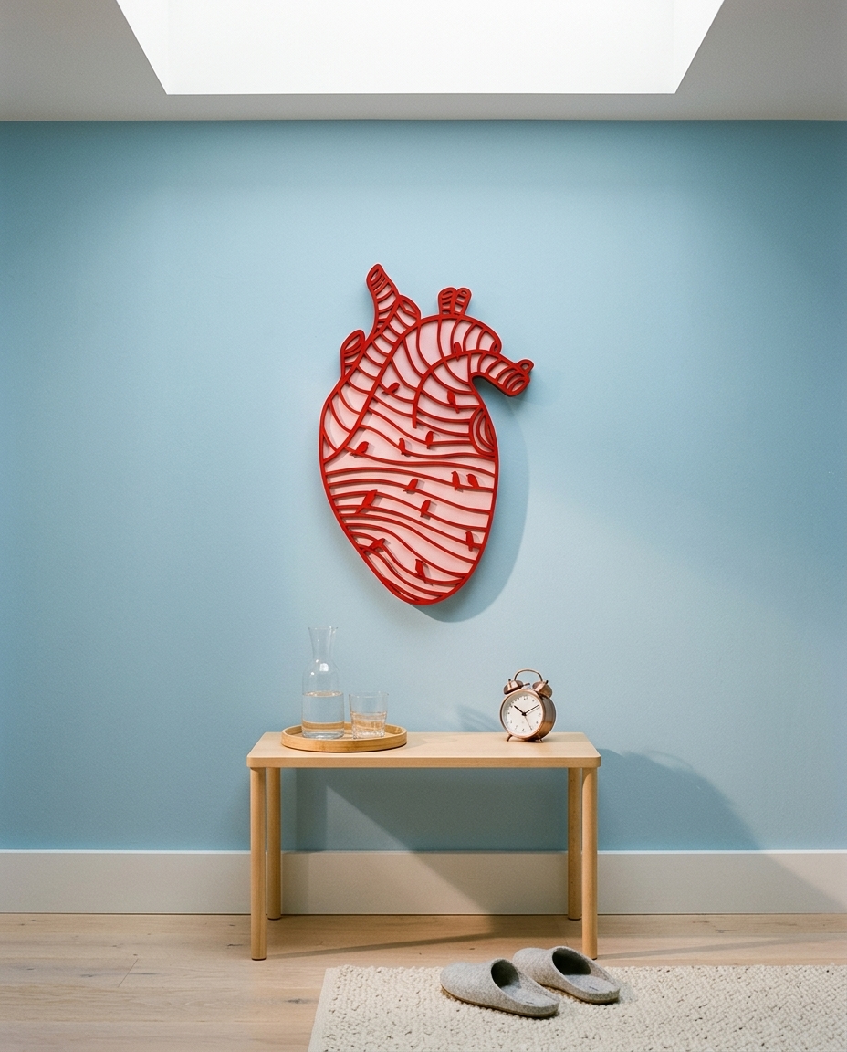 Escultura de Parede Cora&ccedil;&atilde;o Rosa e Vermelho - image 1