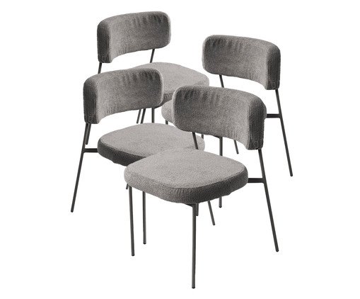 Jogo de Mesa de Jantar Org&acirc;nica Preta Slim Boucl&eacute; Cinza image number 5