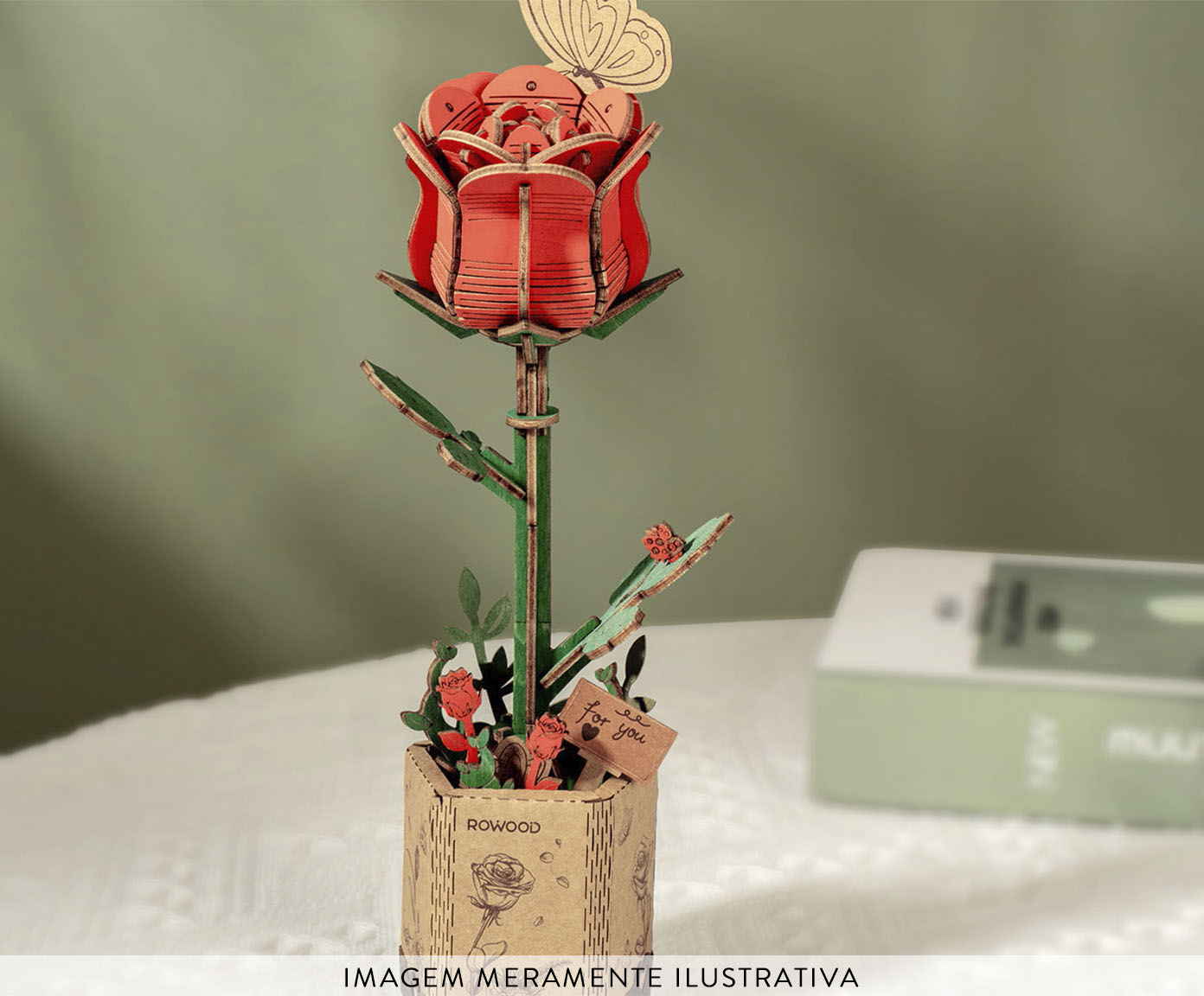Quebra-Cabe&ccedil;a 3D Rosa Vermelha image number 2