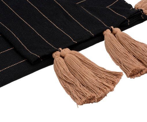 Manta para Sof&aacute; com Tassel Duna - Preta e Bege image number 5