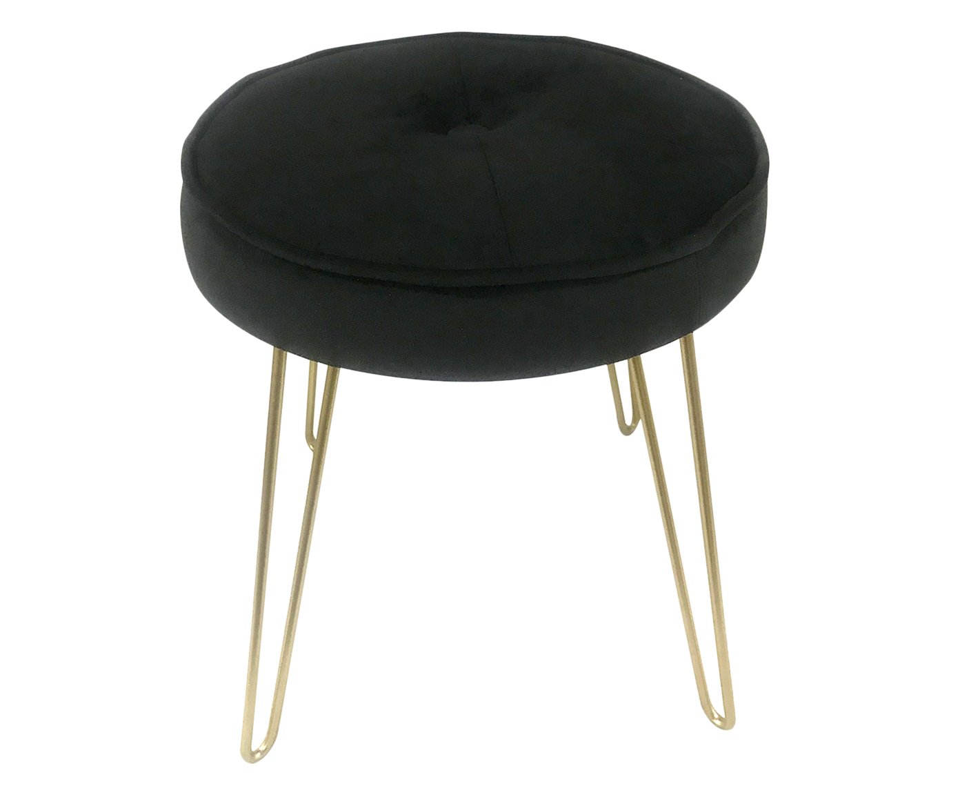 Pufe em Veludo Adam Preto e Dourado image number 0