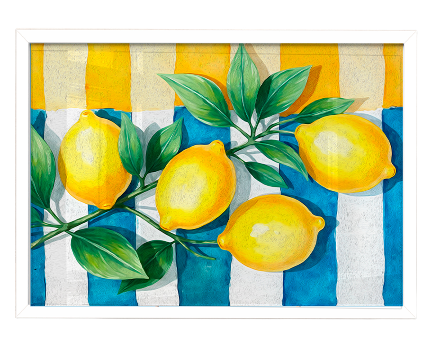 Quadro Lim&atilde;o Siciliano Listradocom Moldura Branca - image 1