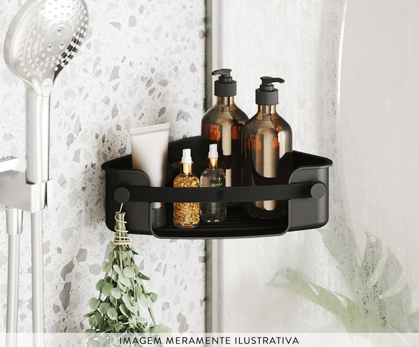 Porta-Acess&oacute;rios de Banho Flex Adesivo Preto - image 1