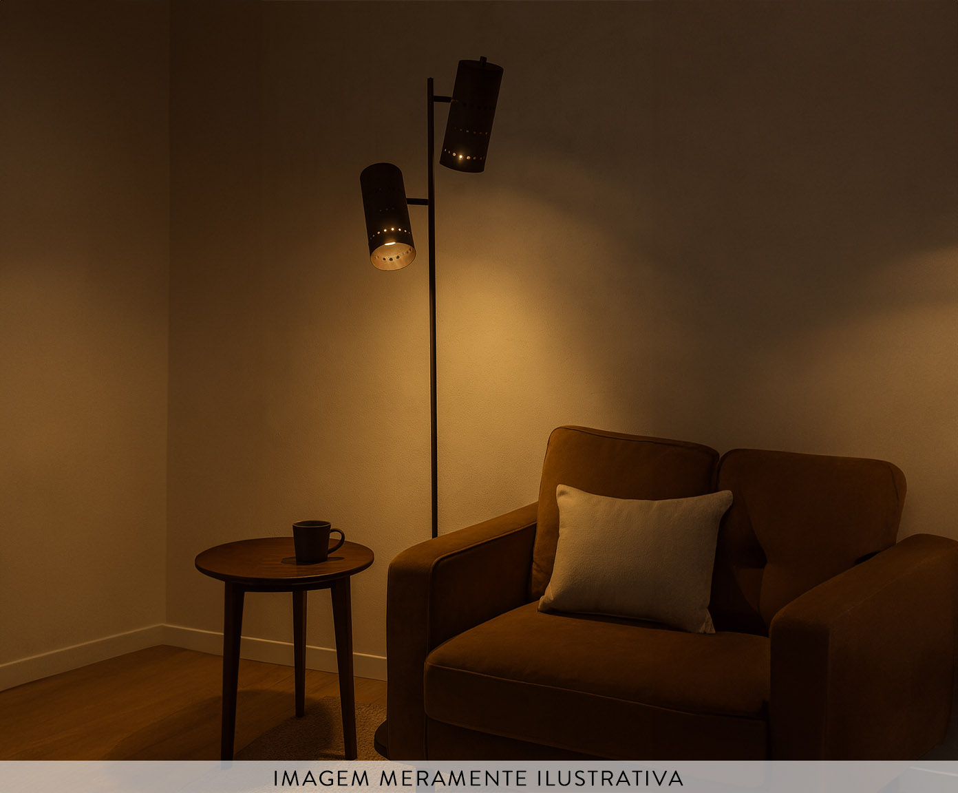 Lumin&aacute;ria de Piso Malfatti com C&uacute;pula Dupla Articulada Marrom Corten image number 2