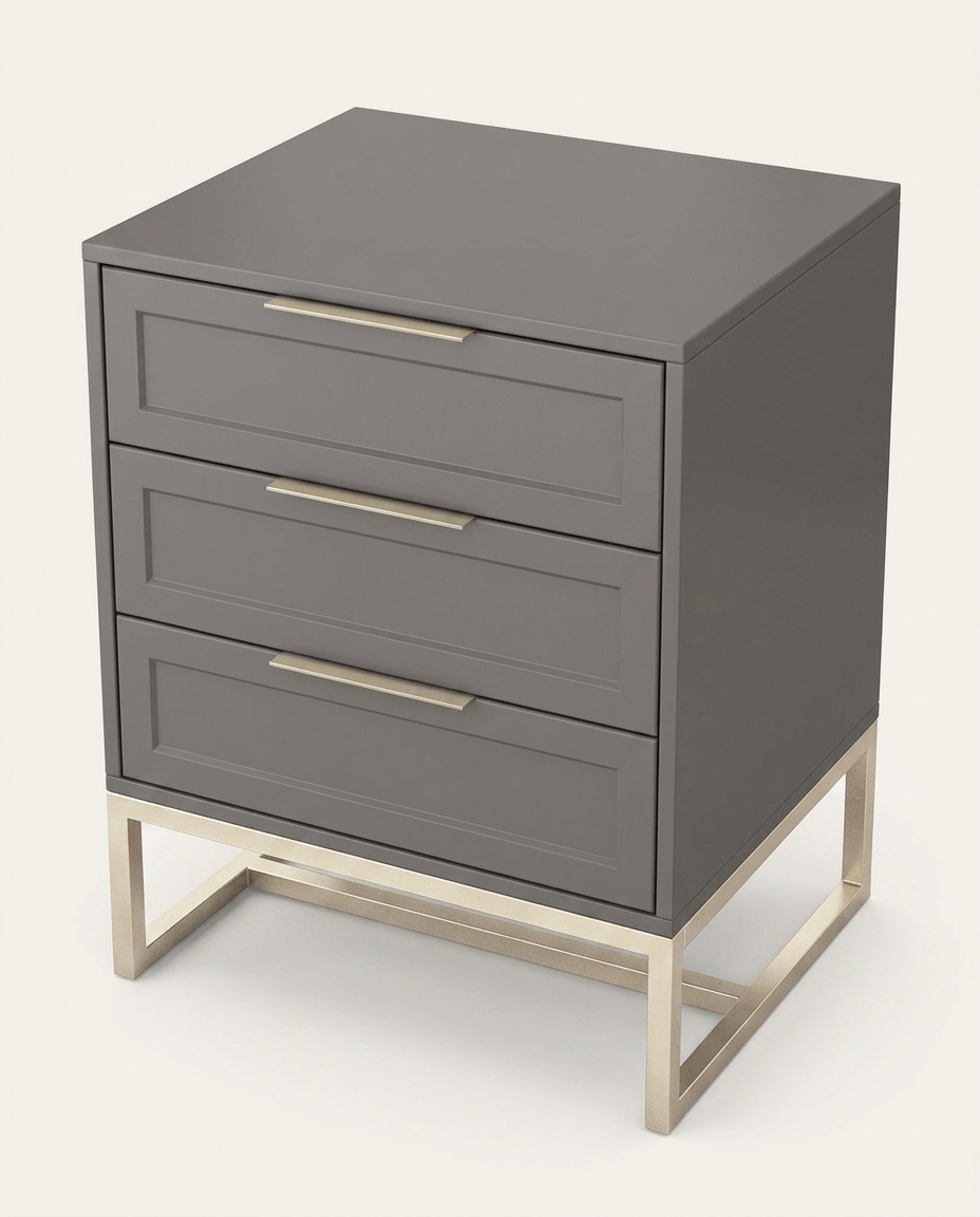 Mesa de Cabeceira Asine Cinza e Champanhe image number 3