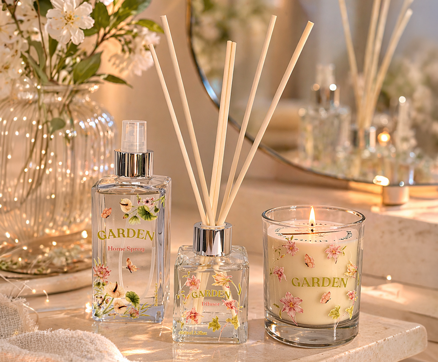 Jogo de Aromatizar e Difusor com Vela Floral C&iacute;trico Garden image number 1