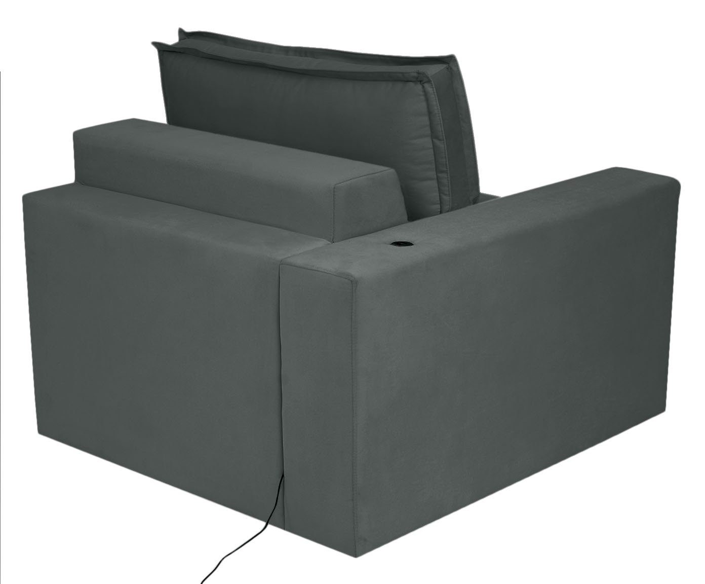 Sof&aacute; Retr&aacute;til Pasha em Veludo com USB - Cinza Escuro image number 12