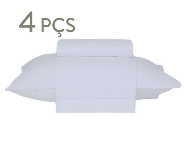 Jogo de Len&ccedil;ol Basic Percalle Branco 180 Fios - image 1