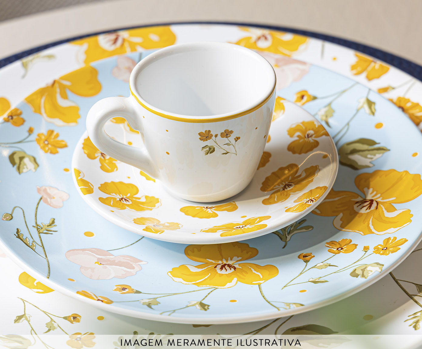 X&iacute;cara para Caf&eacute; com Pires Doce Encanto Amarelo image number 3