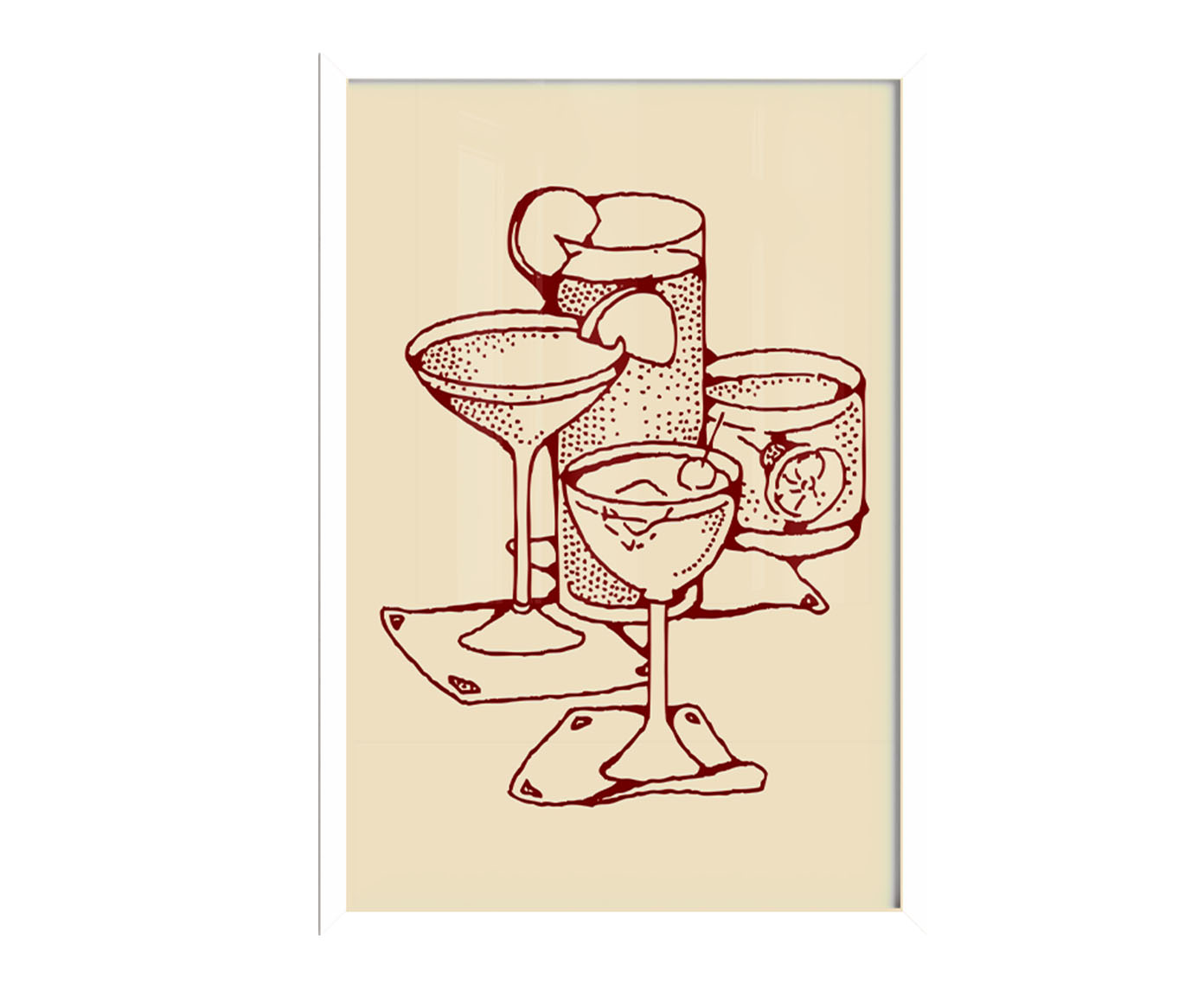 Quadro Cocktails com Moldura Branca - image 1