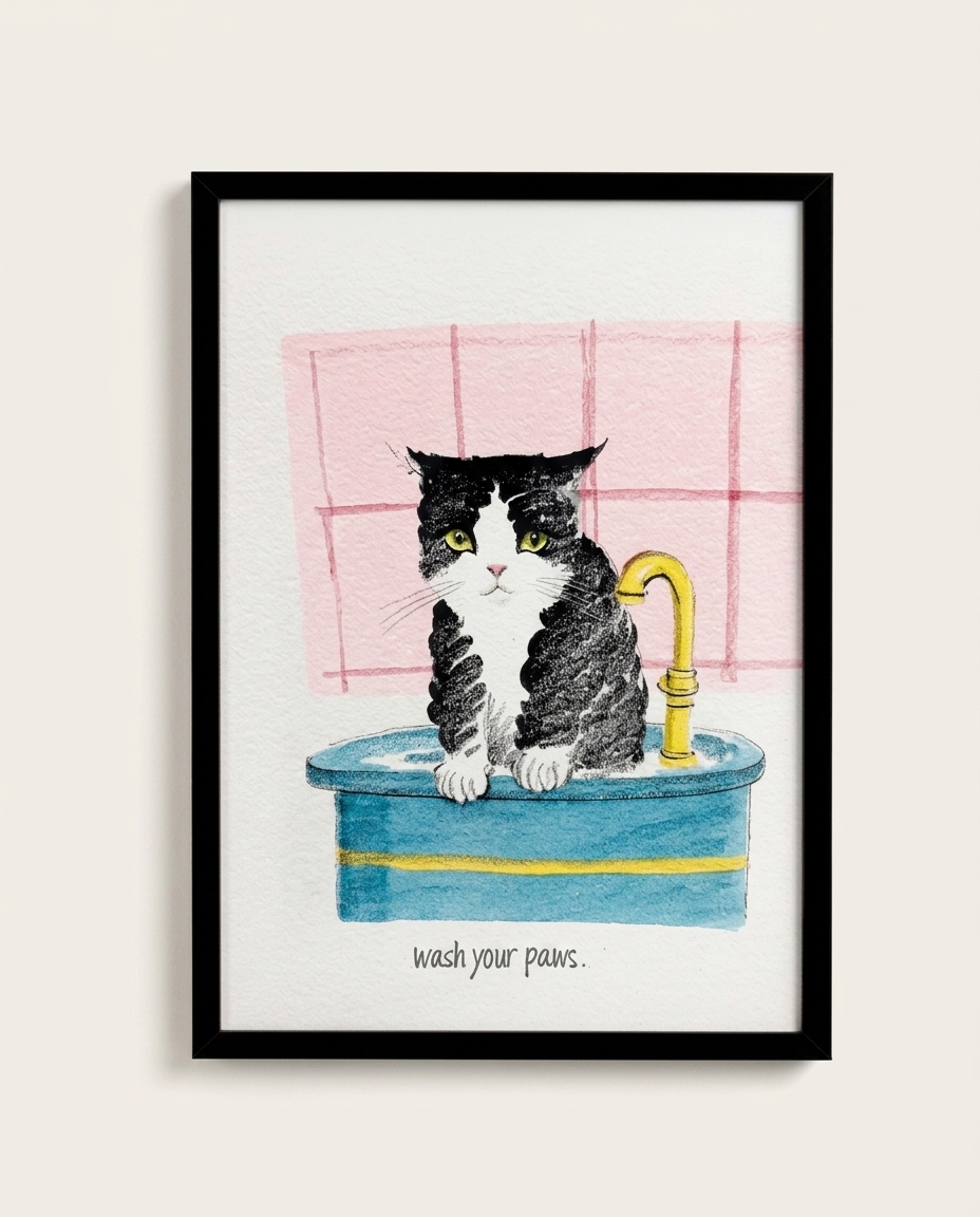 Quadro Wash Your Pawscom Moldura Preto - image 0