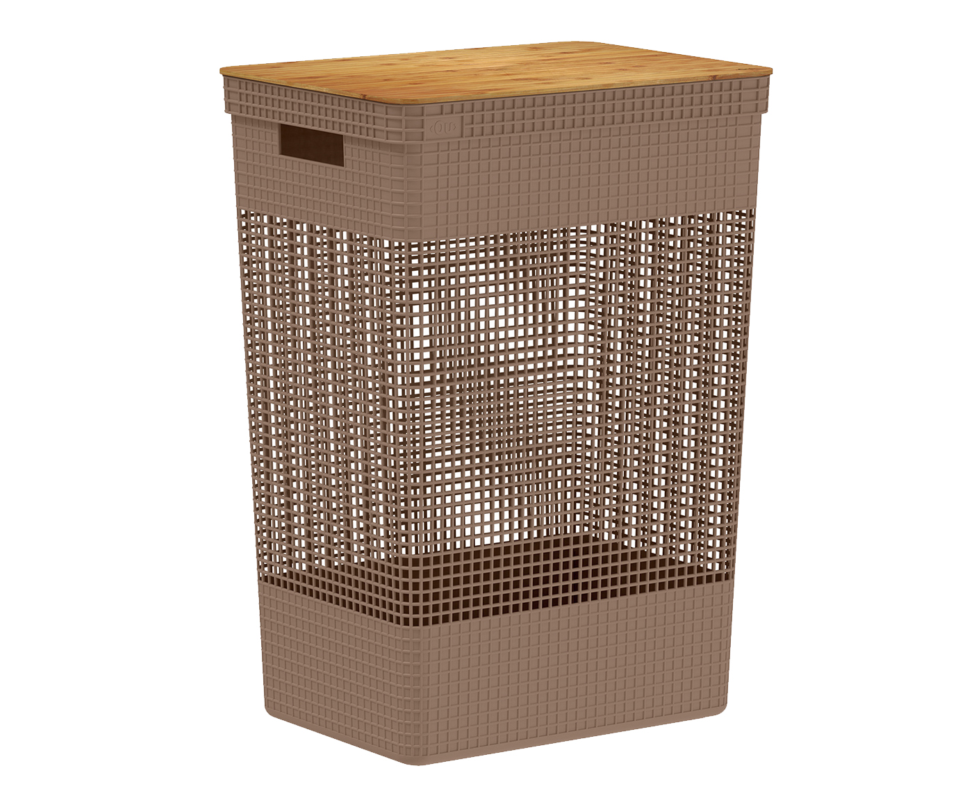Cesto de Roupas Grid Tampa Bambu Marrom - image 0
