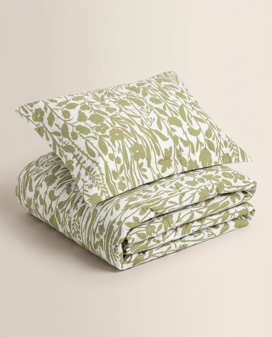Jogo de Cobre-Leito Floral Artsy Verde Oliveira 200 Fios image number 5