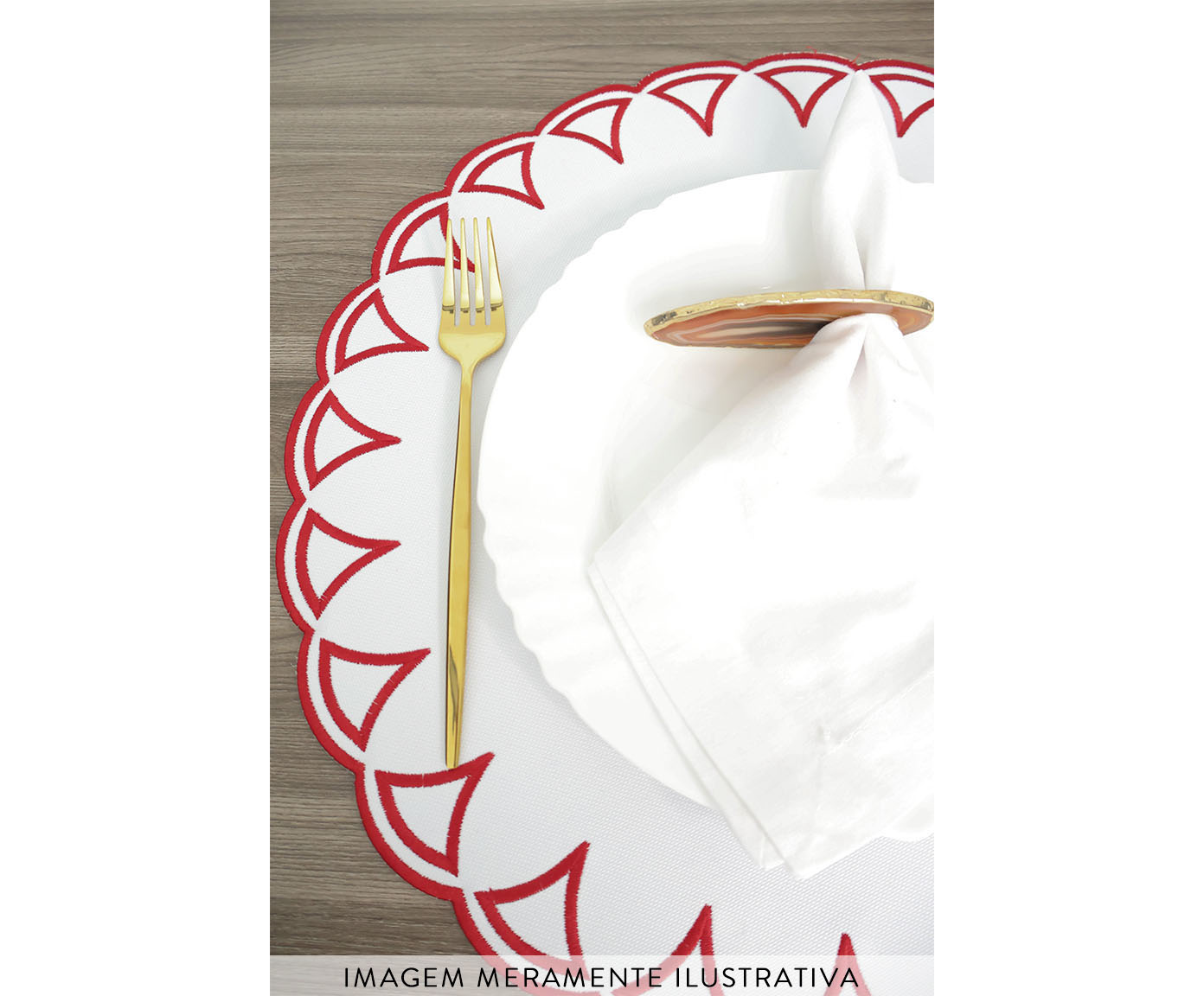 Lugar Americano Duplo Imperme&aacute;vel - Branco e Dourado image number 2