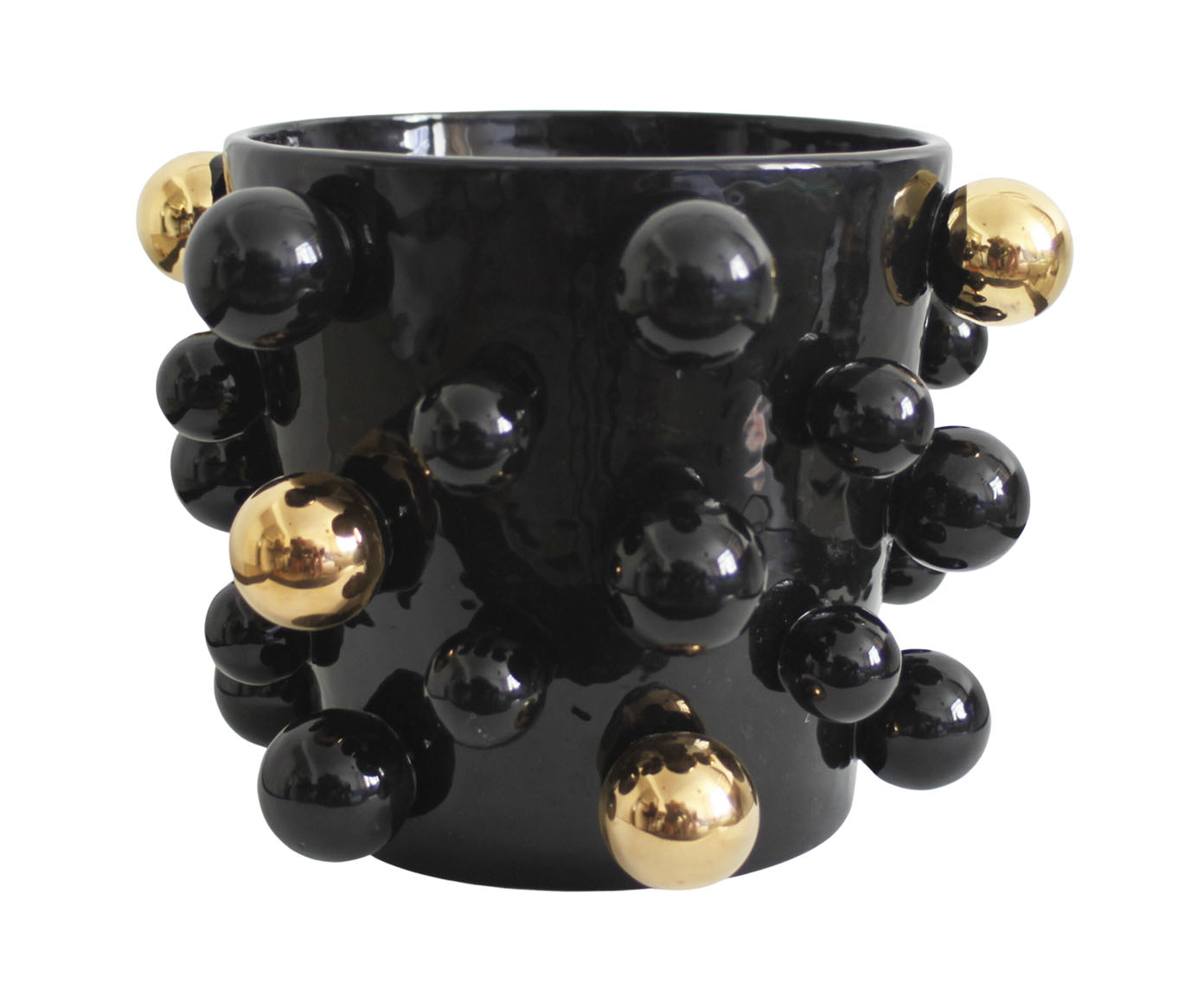 Vaso Double Sphere Preto com Ouro image number 0