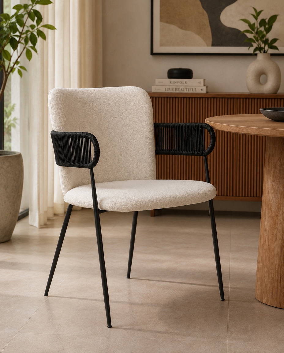Cadeira Bled Black Boucle Slin Mescla Bege - image 1