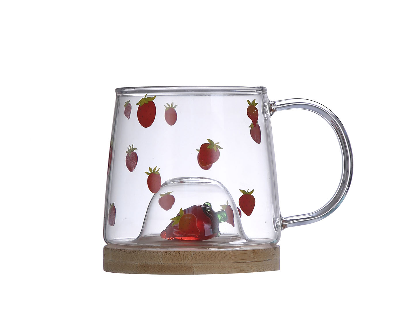 Caneca Resistente Ao Calor com Pires em Bambu Morango - image 1