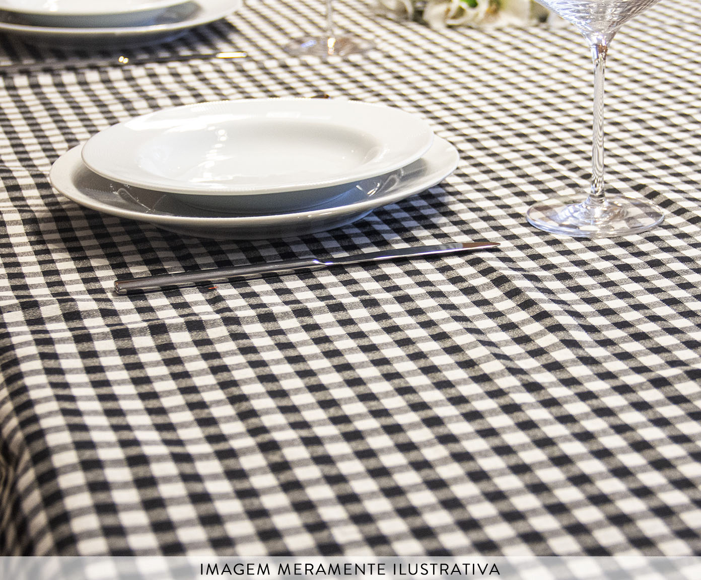 Toalha de Mesa Xadrez Preto e Branco image number 4