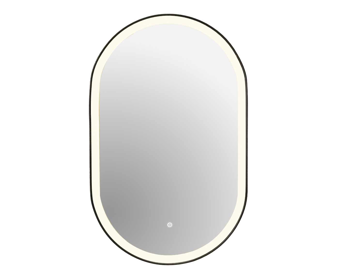 Espelho Oval Tijuca Preto com Led Frontal Branco Quente - image 0