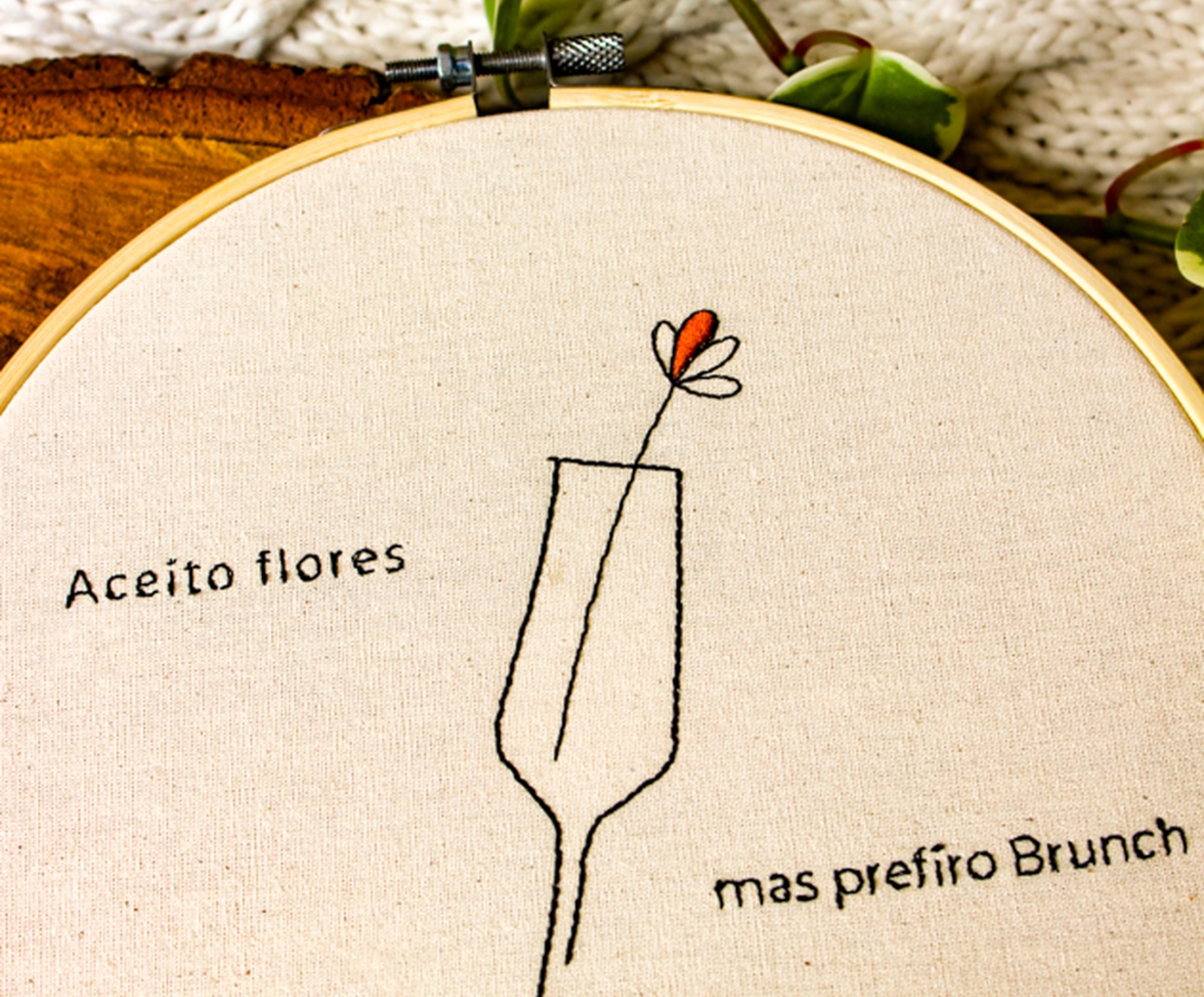 Bordado Decorativo "Aceito Flores" image number 2