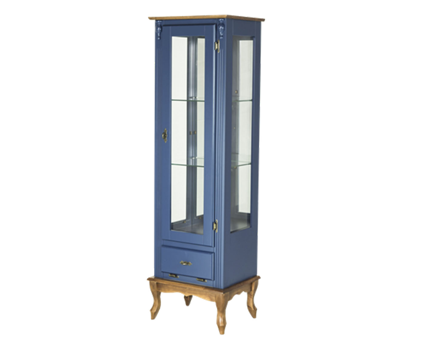 Vitrine Luiz Xv Tomaselli Azul Bic e Imbuia Glaser - image 0