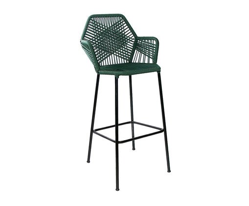 Banqueta Tropic&aacute;lia em Corda N&aacute;utica - Verde Musgo e Preto - image 0