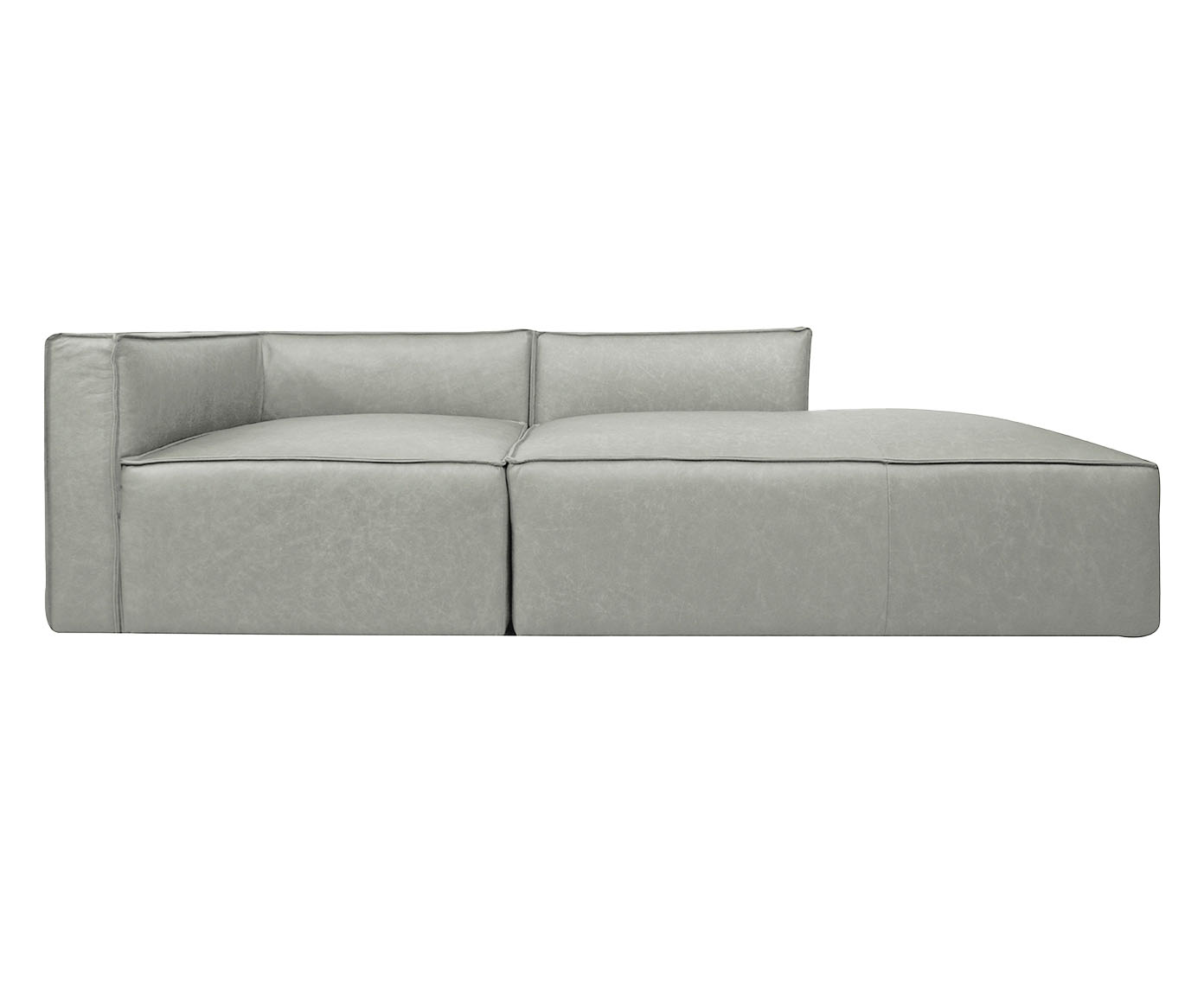 Sof&aacute; 2 M&oacute;dulos Encosto Parcial Esquerdo Mensa em Couro Cinza - image 0