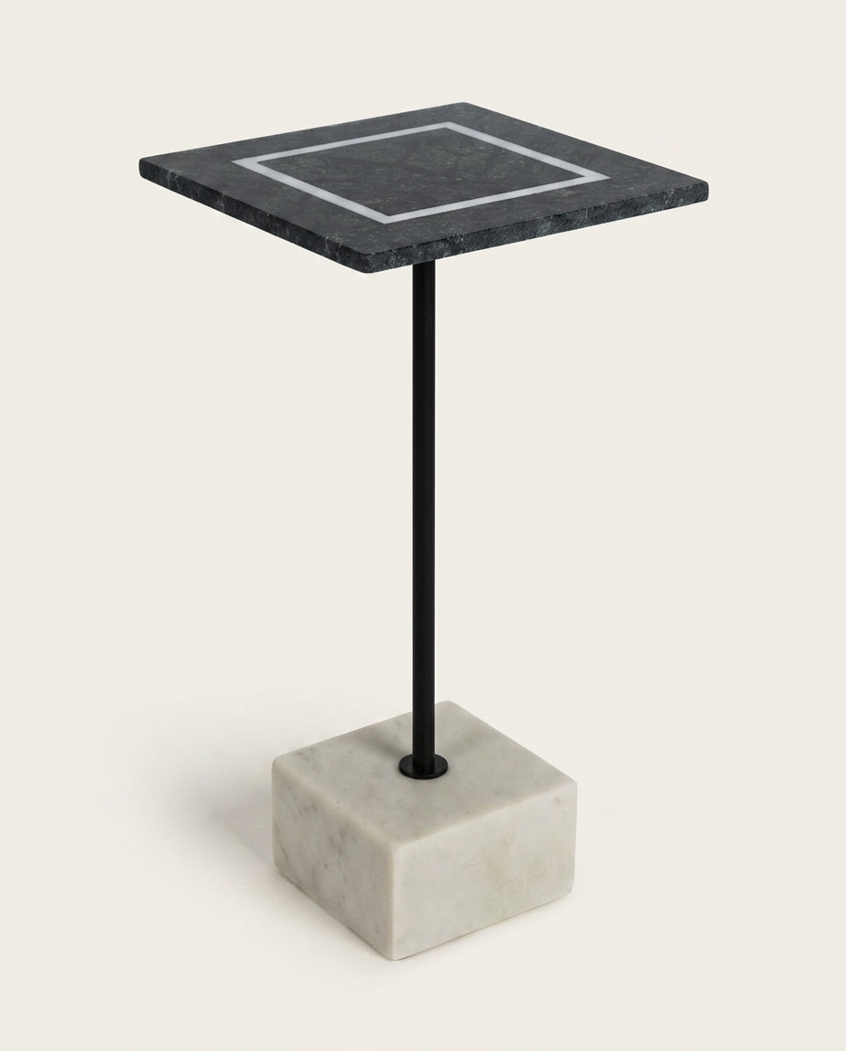 Mesa Lateral Cheslav Preto Esverdeado e Branco image number 2