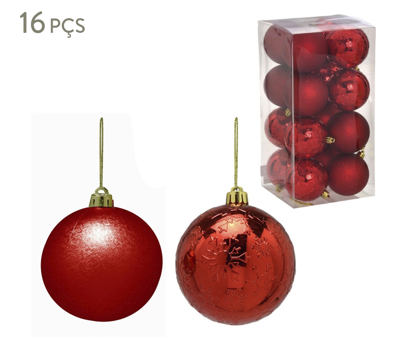 Jogo de Bolas para &Aacute;rvore de Natal - Vermelhas - image 0