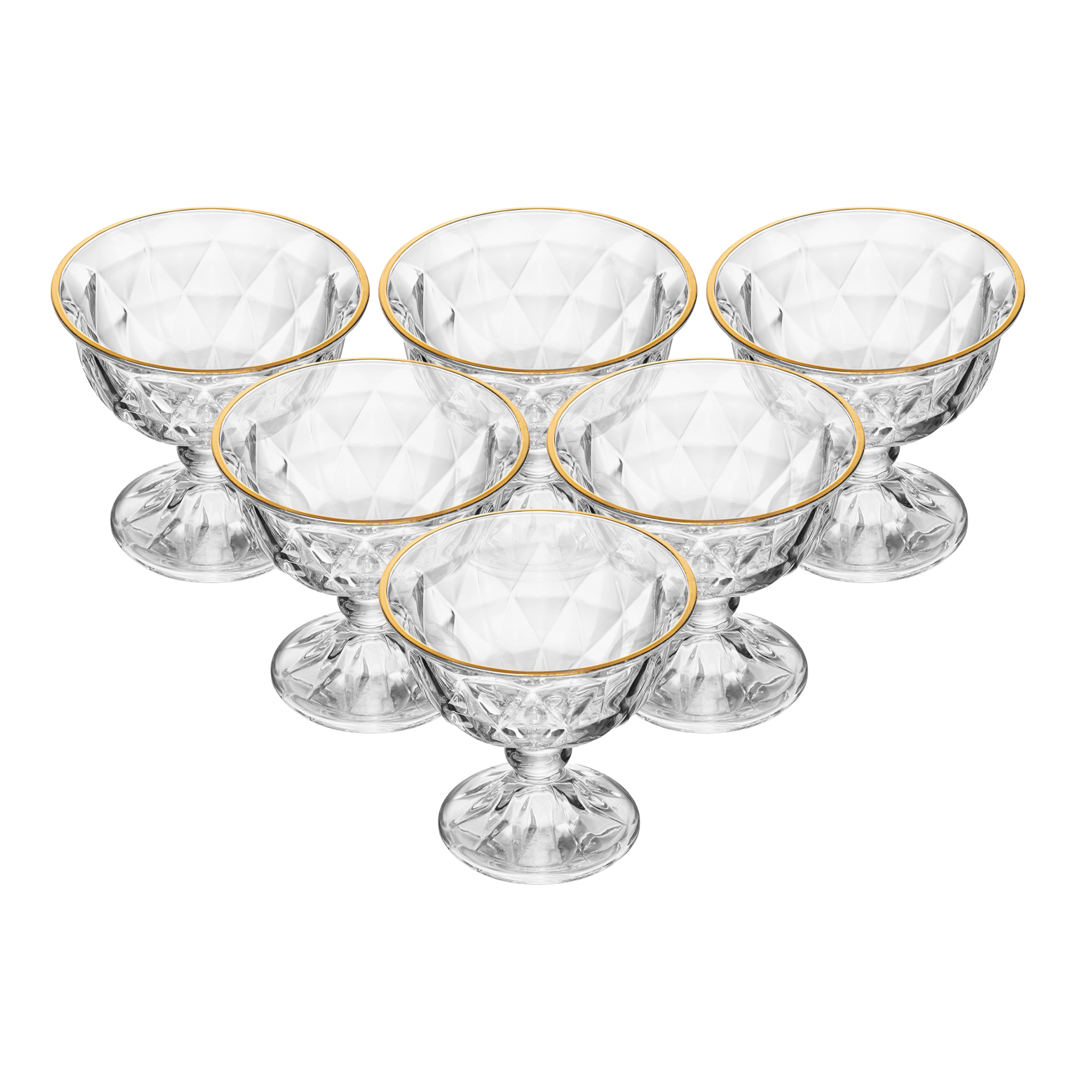 Jogo de Ta&ccedil;as para Sobremesa Diamond Fio Dourado image number 1