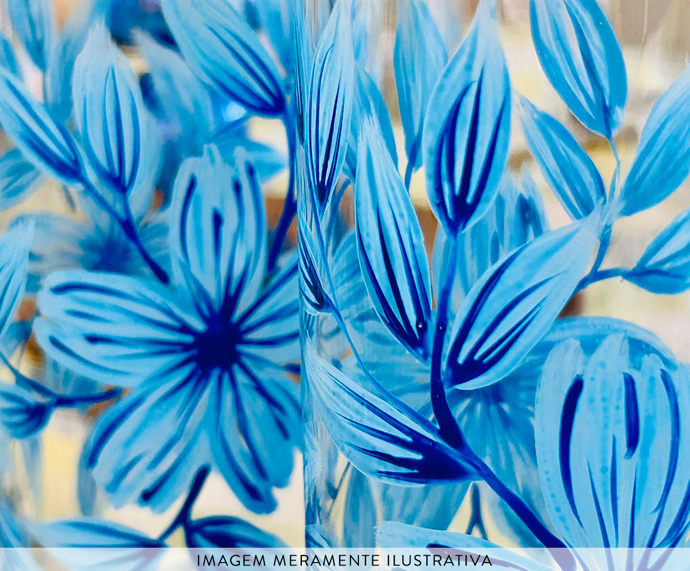 Jogo de Copos Long Drink Floral Azul image number 3