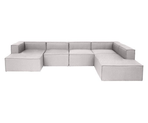 Sof&aacute; 5 M&oacute;dulos Chaise e Encosto Mensa Cinza Claro image number 0