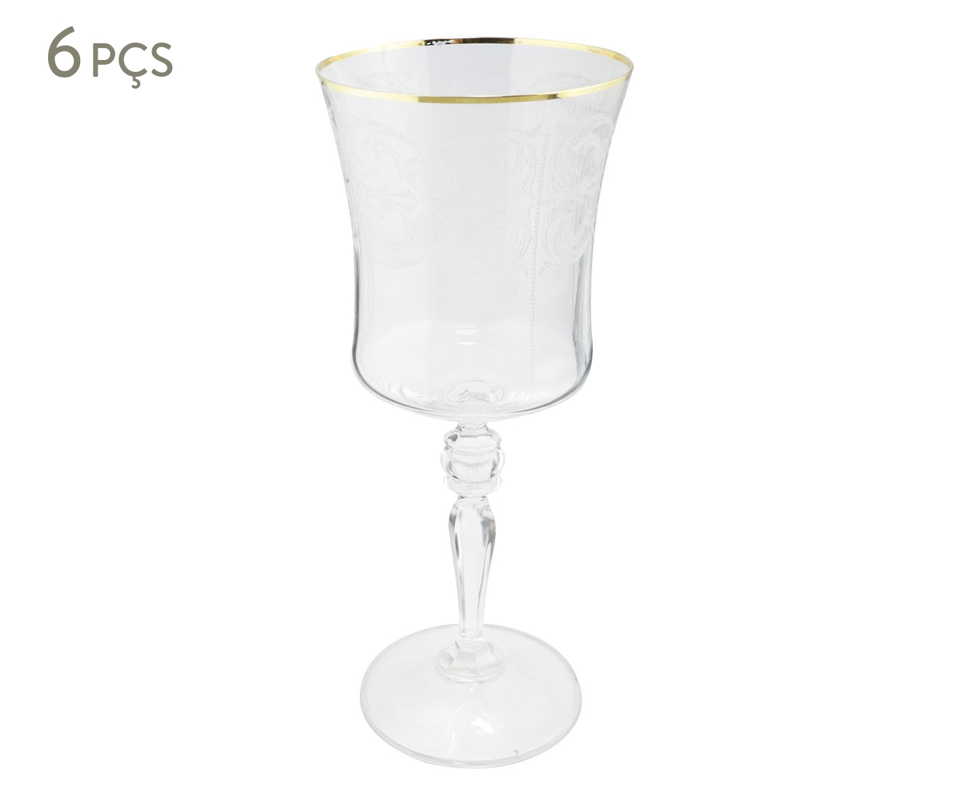 Jogo de Ta&ccedil;as para &Aacute;gua Grace em Cristal Pantografada Gold Rim image number 0