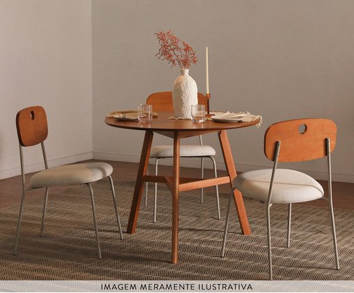 Conjunto de Mesa Mira e 3 Cadeiras Mira  Bege image number 5