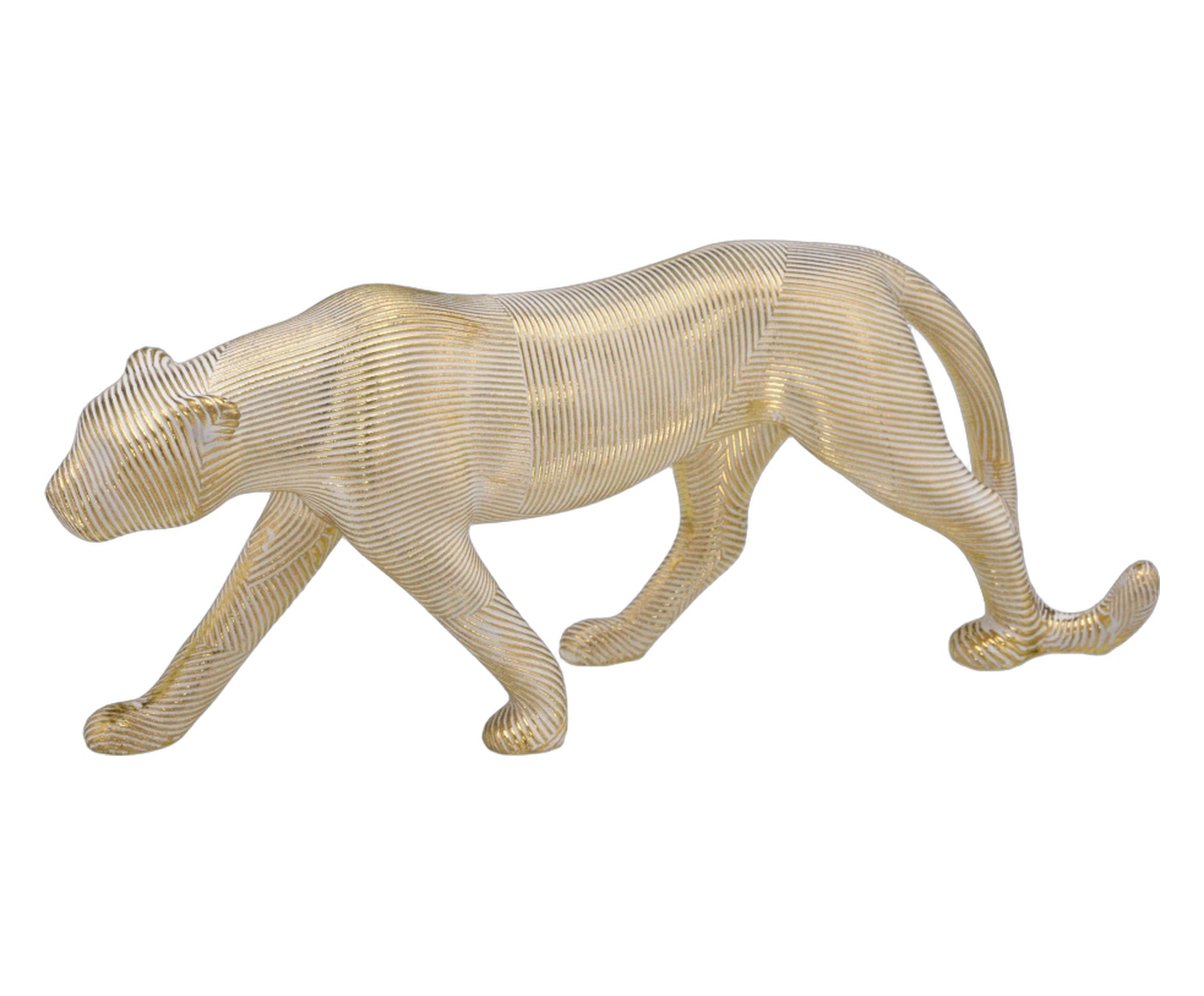 Pantera Decorativa Goldara Branco e Dourado image number 1