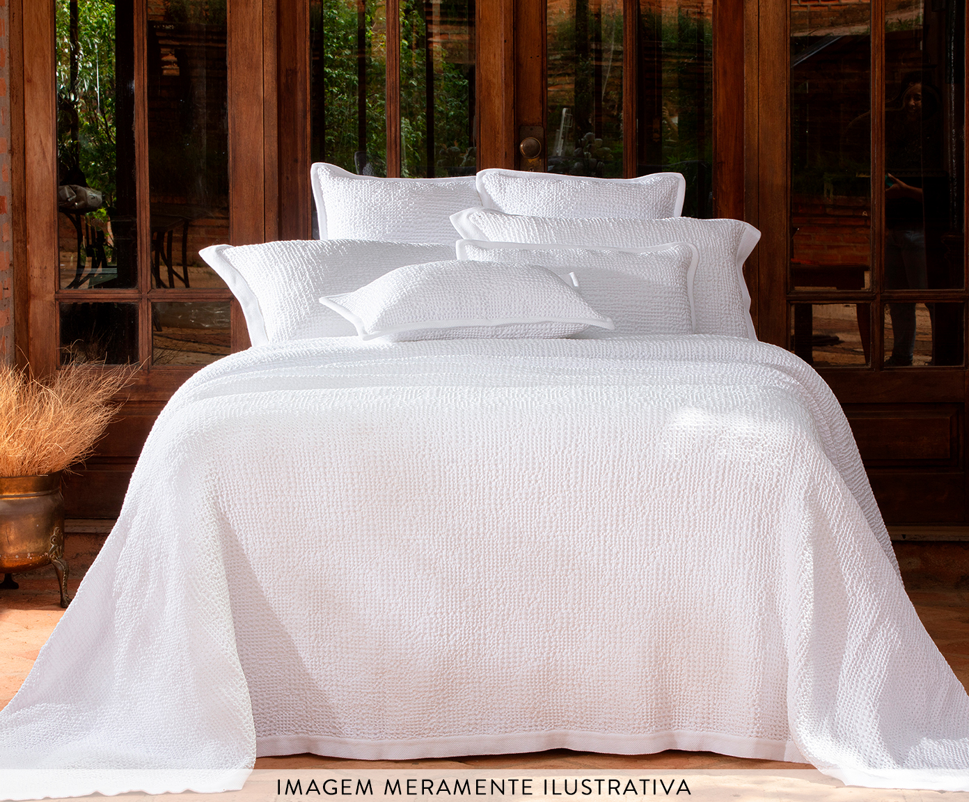 Jogo de Cobre-Leito Jacquard Favo Branco image number 2