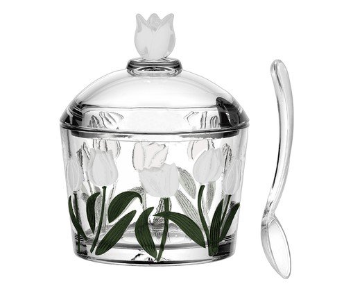 A&ccedil;ucareiro com Colher em Cristal Ecol&oacute;gico Tulipa Verde - image 0