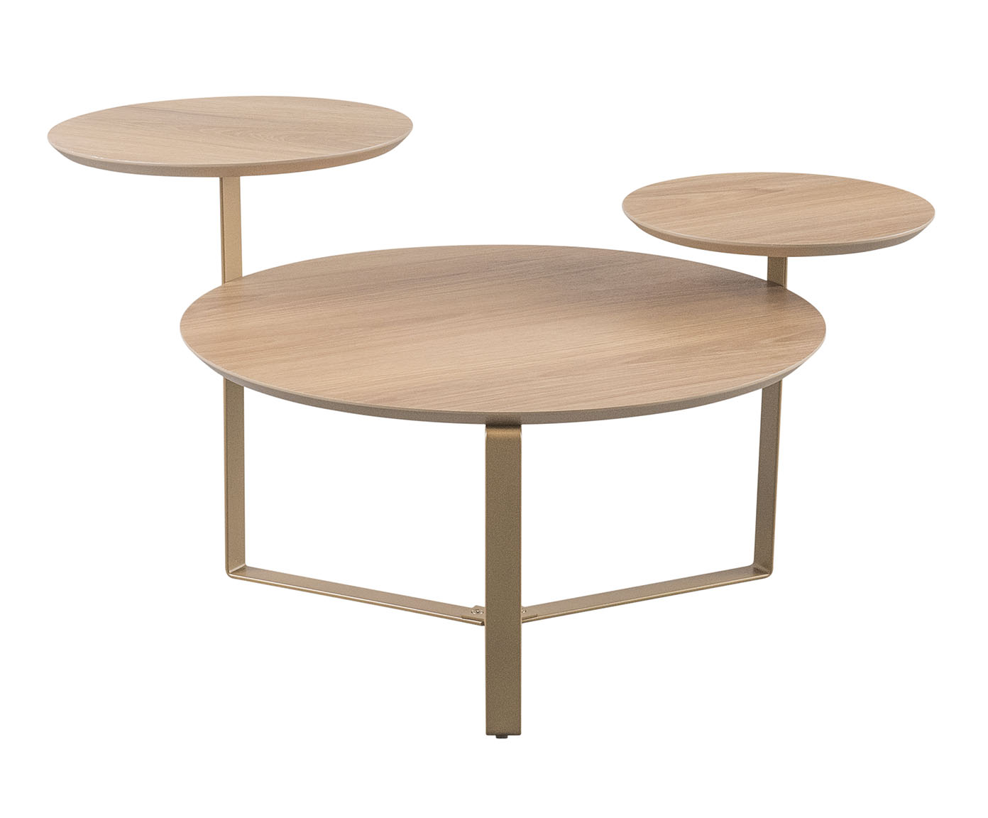 Mesa de Centro Tr&ecirc;s Tampos Chanfrada Org&acirc;nica Hanover e Dourado - image 0