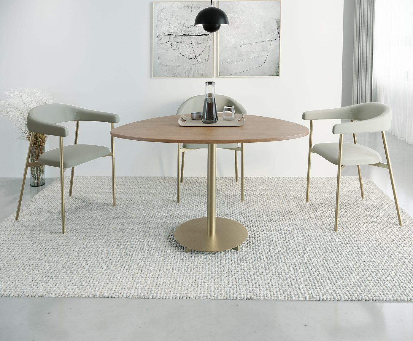 Cadeira de Jantar Angel Tecido Champanhe Off White image number 4