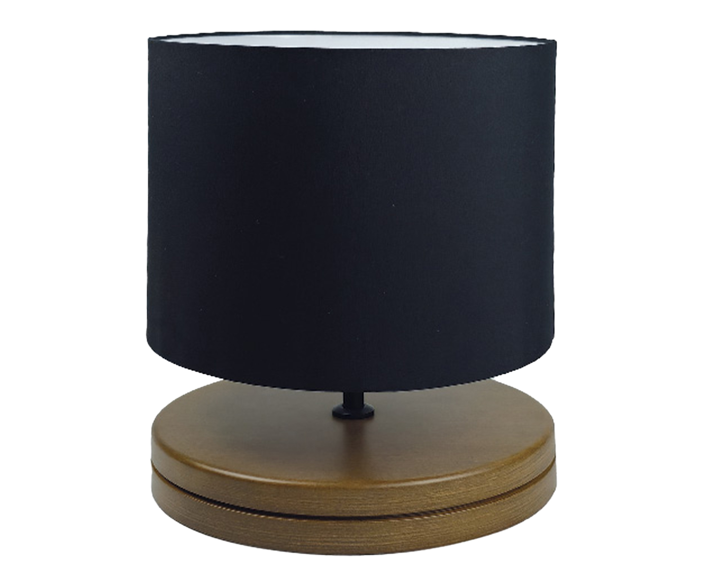 Abajur Imbuia com C&uacute;pula Cil&iacute;ndrica Preto Bivolt - image 0