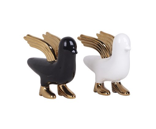Decoracao de Mesa Whitebird com Asa Dourada Branco image number 1