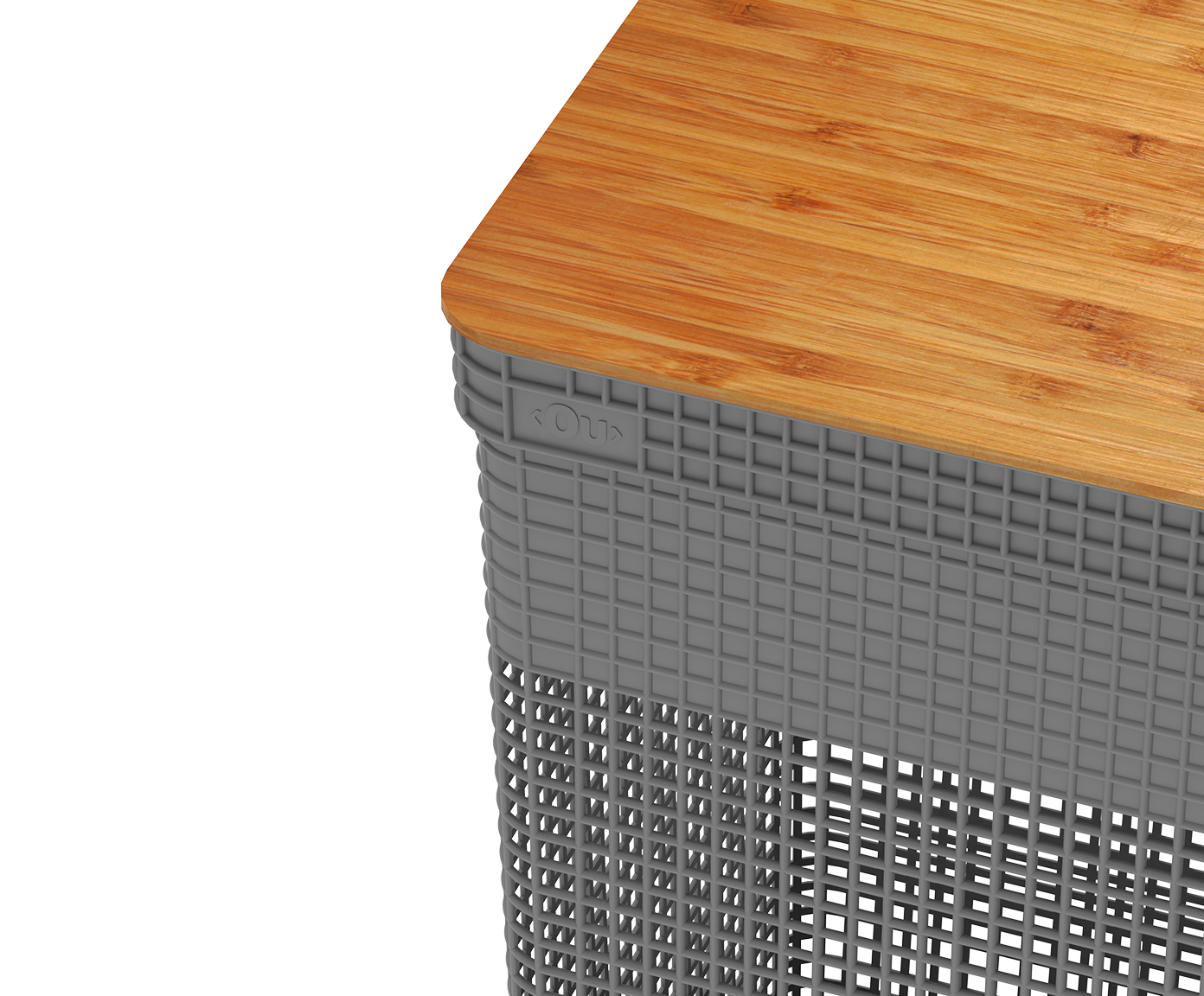Cesto de Roupas com Tampa em Bambu Grid Cinza image number 3