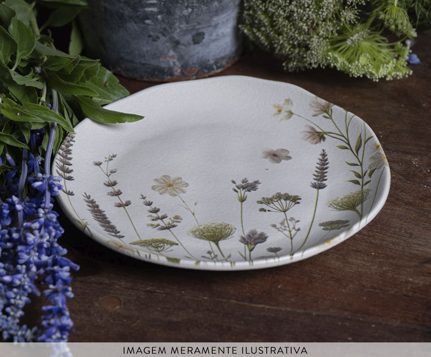 Jogo de Pratos para Sobremesa Org&acirc;nico Lavanda Floral - image 1