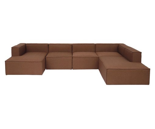 Sof&aacute; 5 M&oacute;dulos Chaise e Encosto Mensa Terracota image number 0