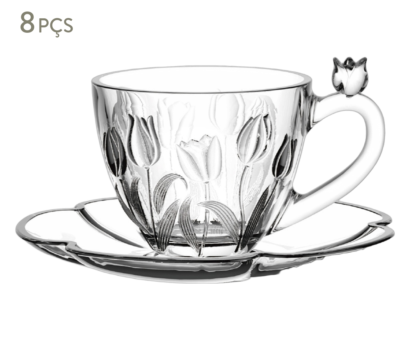 Jogo de X&iacute;caras para Caf&eacute; em Cristal Ecol&oacute;gico Tulipa image number 0