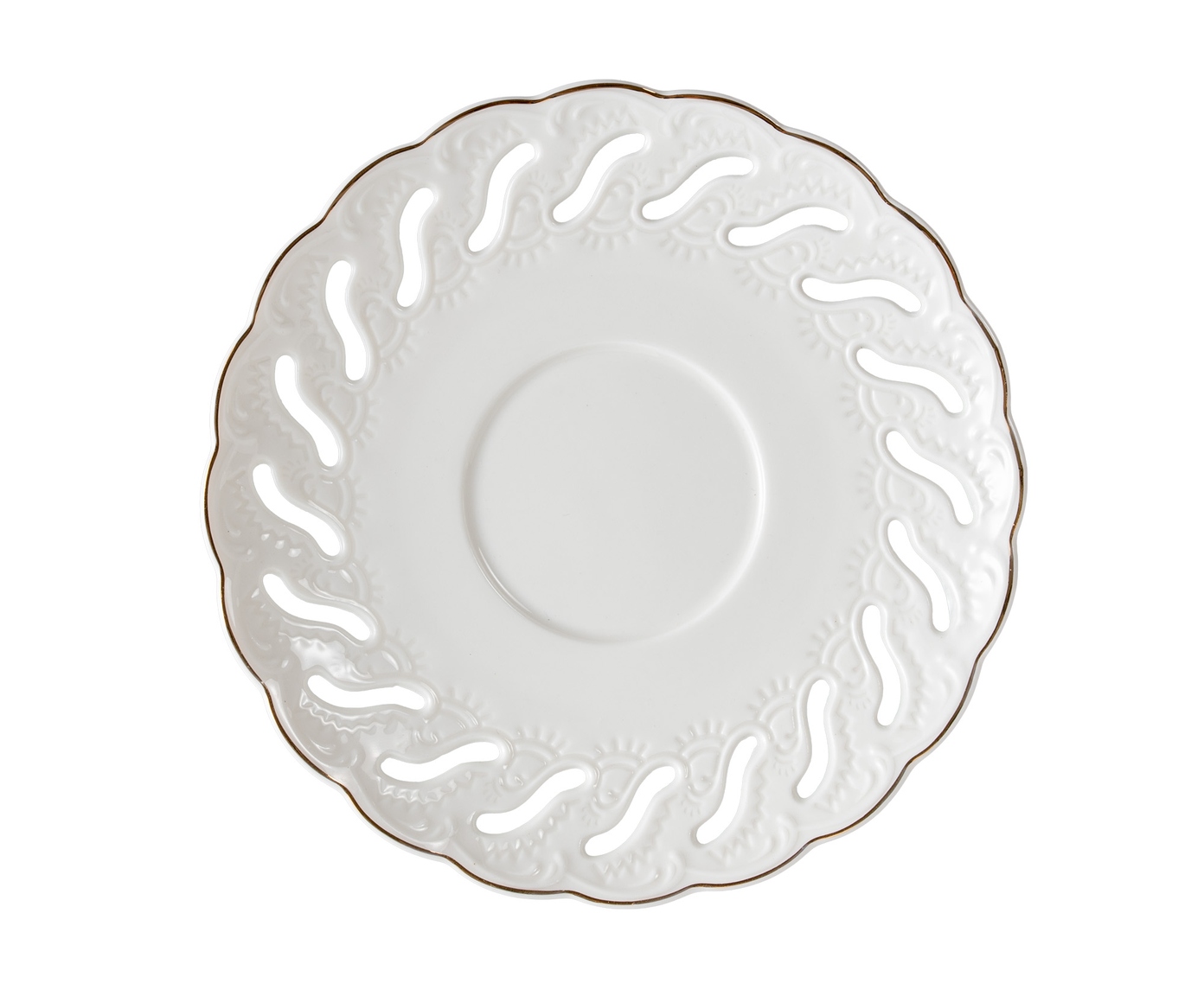 Jogo de X&iacute;caras para ch&aacute; Vague em new bone china borda dourada image number 2