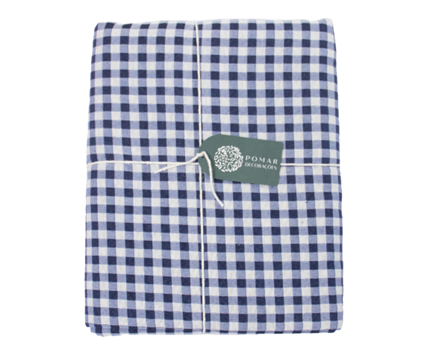 Toalha de Mesa Xadrez Azul e Branco Redonda - image 0