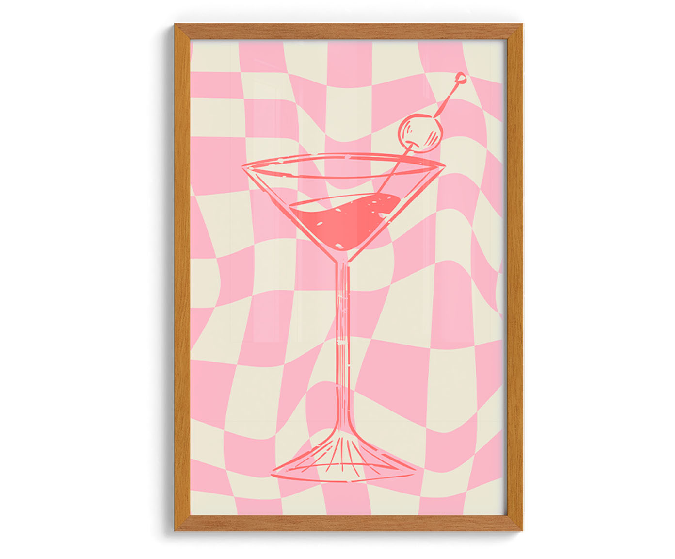 Quadro Dry Martini Pink com Moldura em Madeira image number 1