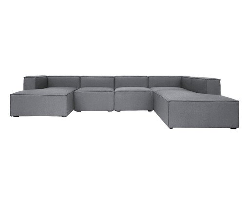 Sof&aacute; 5 M&oacute;dulos Chaise e Encosto Mensa Cinza Escuro image number 2