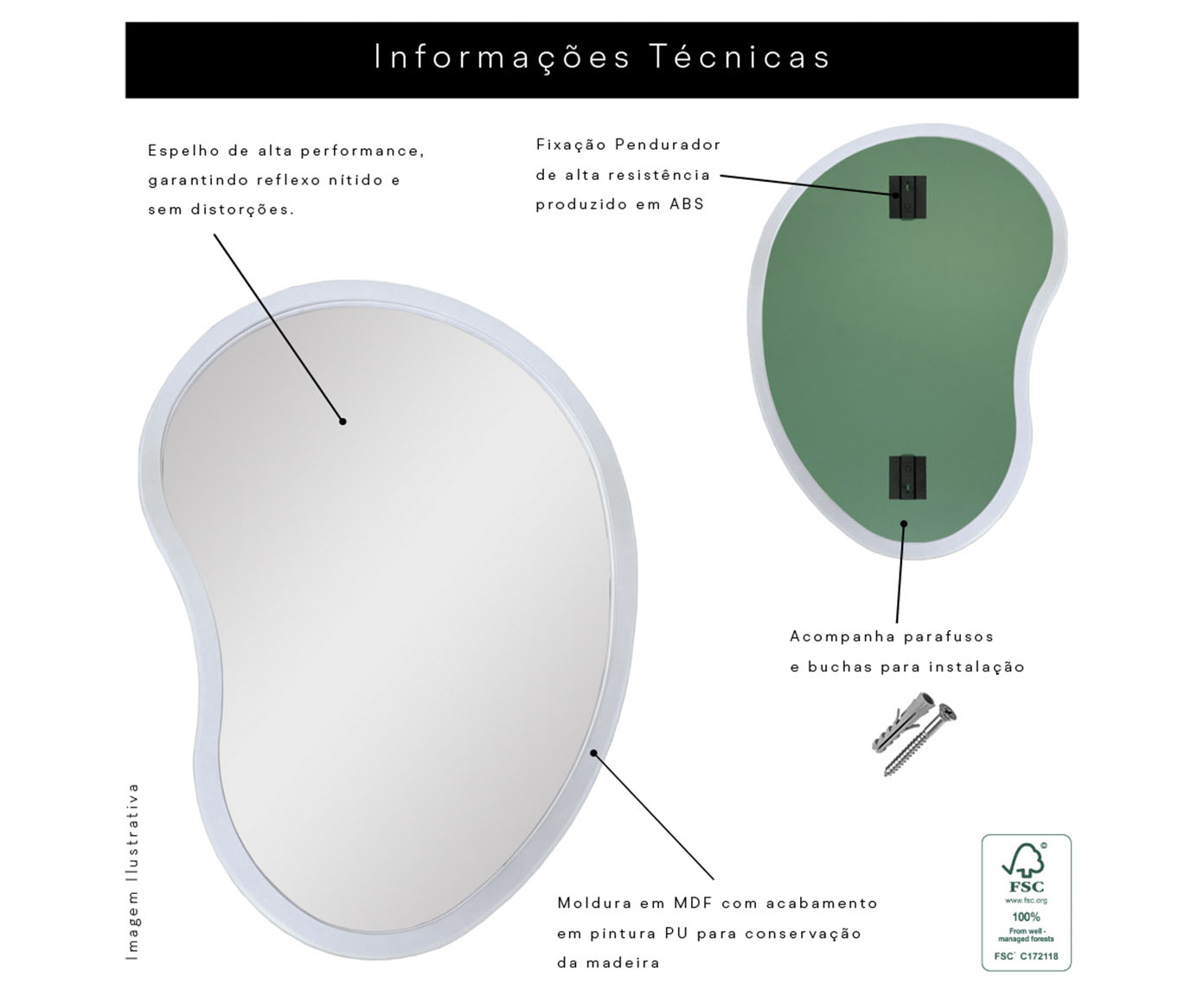 Espelho de Parede Egg Org&acirc;nico Branco image number 6